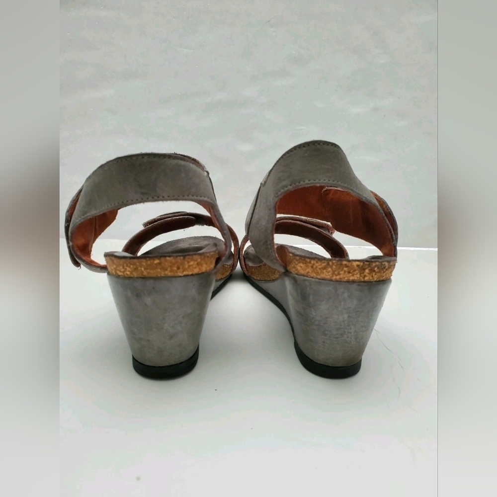 Taos Women’s Carousel 2 Strappy Leather Wedge Sandal In Gray Sz EU 38/US 7-7.5 - Picture 5 of 15